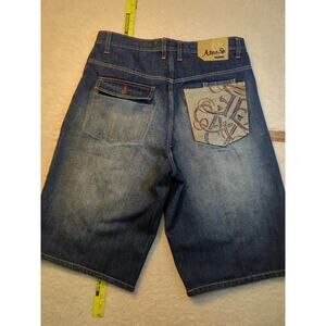 Attitude Embroidered Shorts Y2K Hip Hop Grunge Baggy Sz 34 Vintage